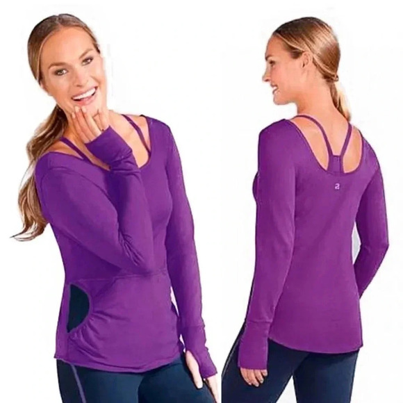 3/$25 AMOENA Magenta Scoop Neck Activewear Top Size S - Picture 1 of 16